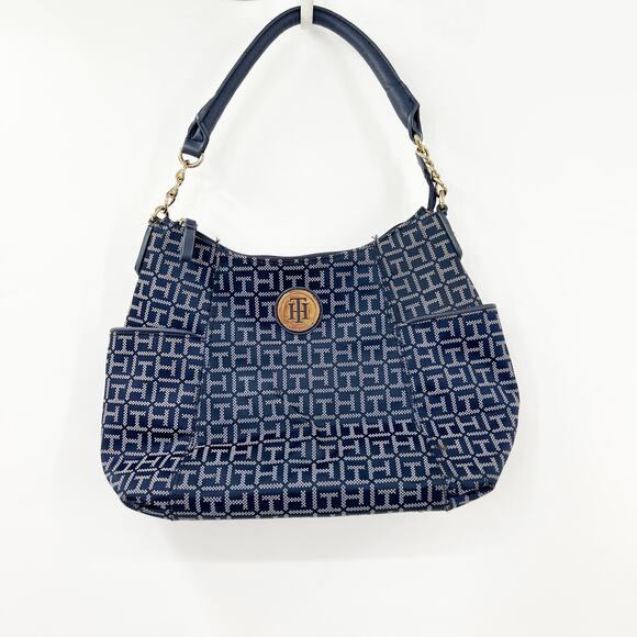Y2k Vintage Tommy Hilfiger Blue Monogram Purse - Picture 1 of 7